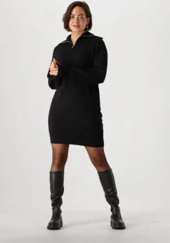 zwarte y.a.s. mini jurk yasshanti ls zip knit dress