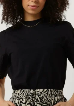zwarte y.a.s. t-shirt yaslex ss top w. emb sleeves s.